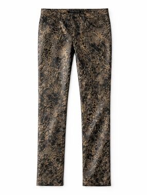 Boston Proper Newport Eye Catching Python Print Straight Leg Coated Denim Jeans